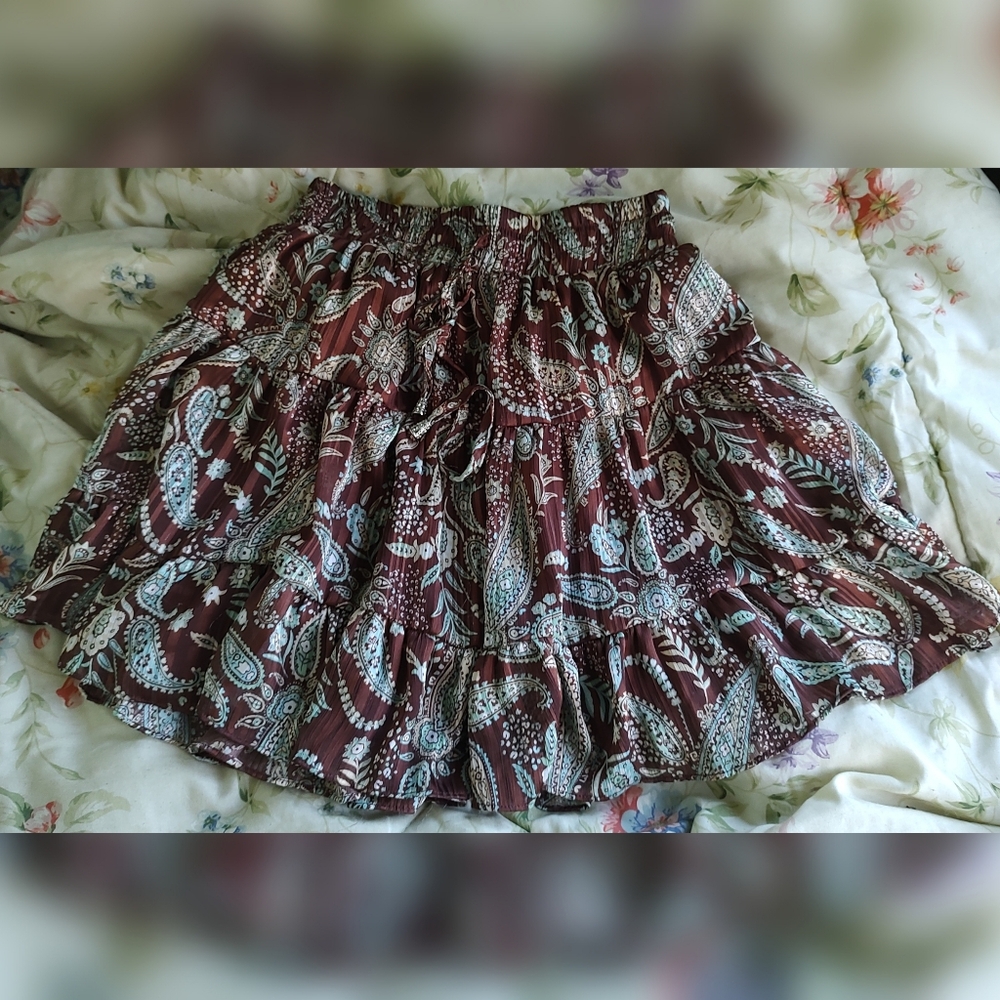 Fairy Fairycore Whimsygoth Aesthetic Cute Flippy Flowy Paisley Mini Skirt